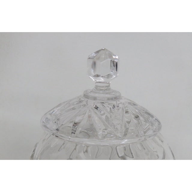 Lead Cut Crystal Lidded Candy Cookie Jar With Diamond Cut Lattice Pattern 4937b For Sale - Image 4 of 13