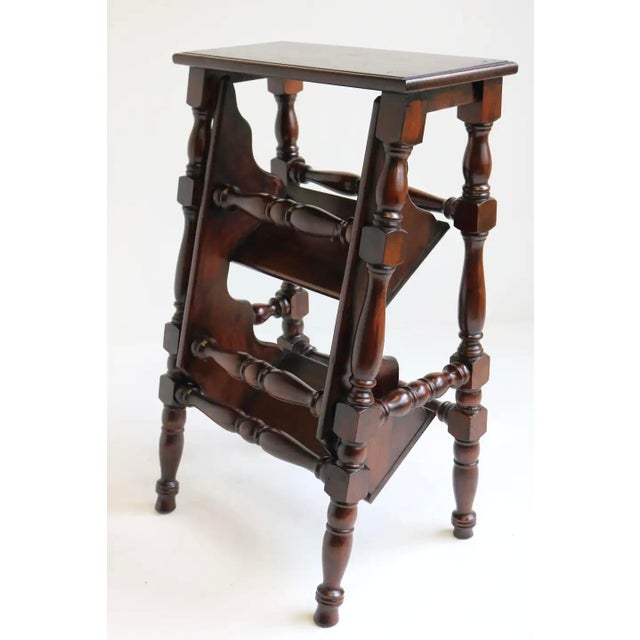 Antique English Victorian Library Stairs, 1920s For Sale - Image 3 of 13