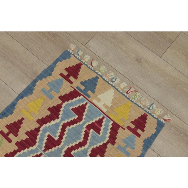 1970s Scandinavian Blue Kilim Rug For Sale - Image 10 of 13