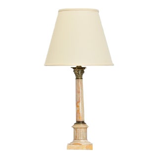 19th Century French Onyx & Brass Corinthian Column Table Lamp For Sale