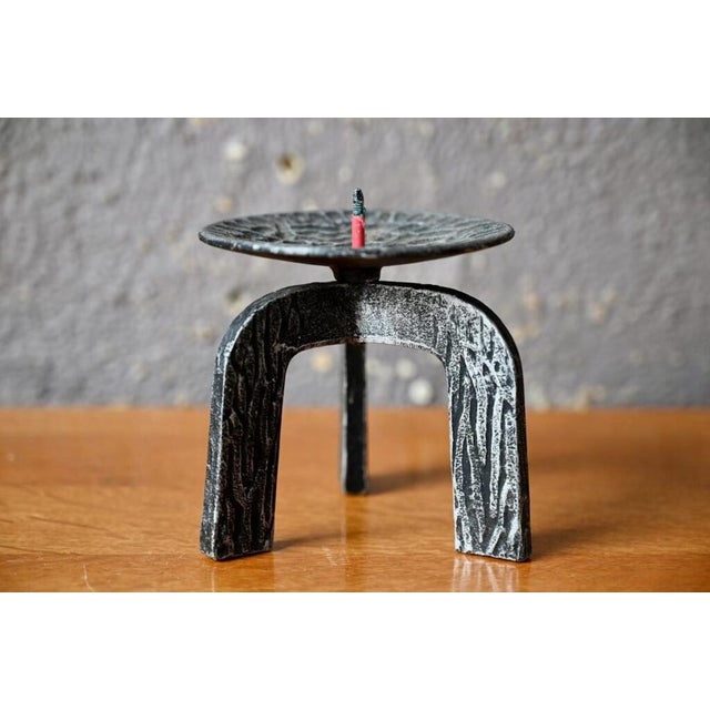 Metal Brutalist Tripod Metal Candleholder, 1970s For Sale - Image 7 of 7