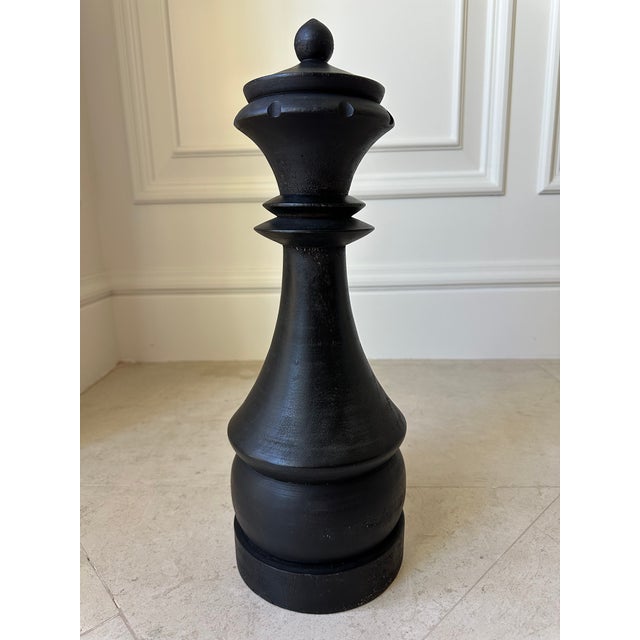 Vintage Handmade 17” Solid Wood Queen Chess Piece Sculpture For Sale In Los Angeles - Image 6 of 16