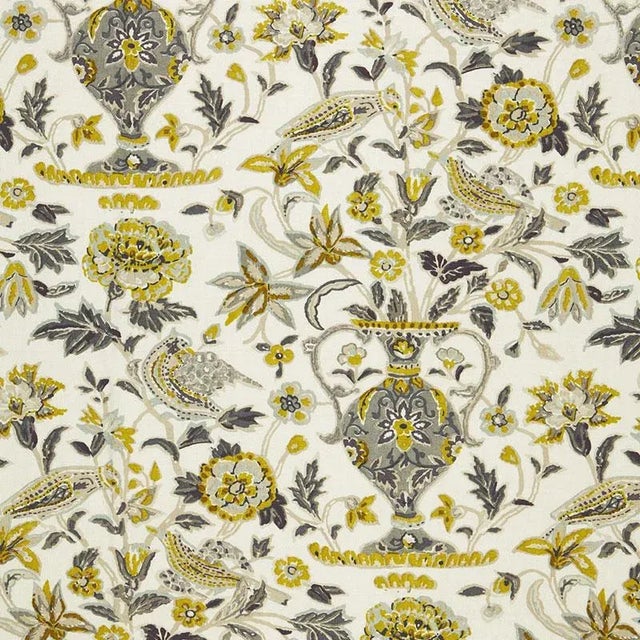 Sample- Schumacher Camberwell Vase Print Fabric in Citrine For Sale