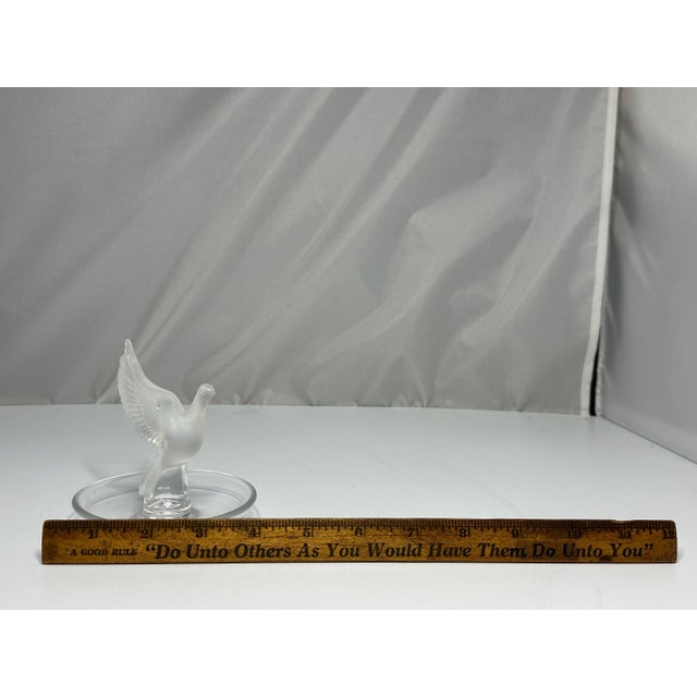 Mid 20th Century Lalique Frosted Crystal Dove Ring Tray - Thalie France For Sale - Image 9 of 10