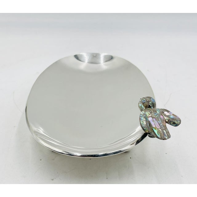 Vintage Footed Tray With Abalone Bird by Los Castillo, Mexican Modernism For Sale - Image 10 of 18