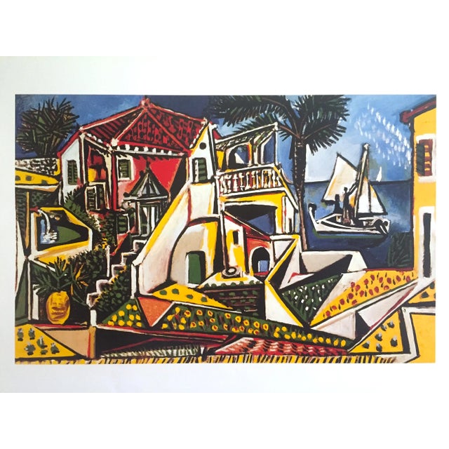 This Pablo Picasso rare offset lithograph print poster " Paysage Mediterraneen " 1952, is a very special and unique piece...