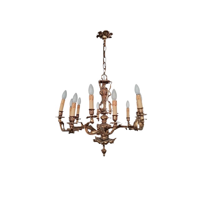 Louis XVI Style Bronze 12-Light Chandelier For Sale - Image 9 of 9