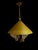 This Italian chandelier from the 1950s is distinguished by a perforated yellow conical metal frame above four light points...