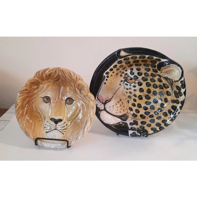 African Italian Majolica African Leopard Pottery Bowl Italy For Sale - Image 3 of 7