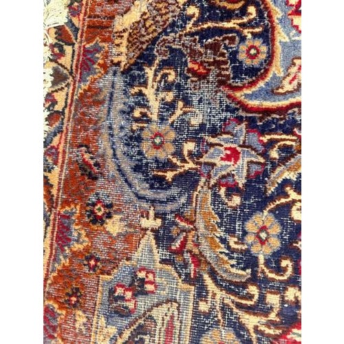 Blue Vintage Distressed Kashmar Rug, 1970s For Sale - Image 8 of 18