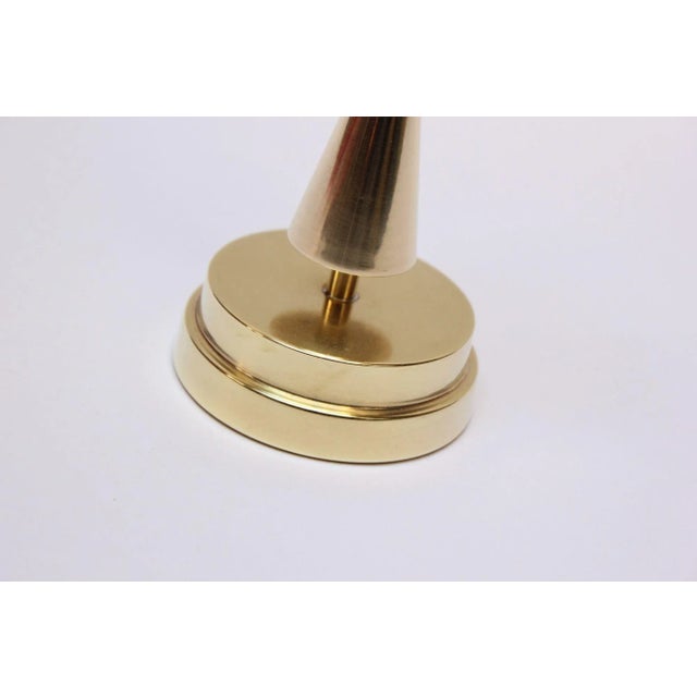 Vintage Solid Brass Sculptural Candlestick/Bud Vase by Crown For Sale - Image 9 of 11