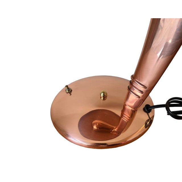 Metal Vintage Art Deco 1940s Copper Desk Cobra Desk Lamp Faries Restored Rewired Machine Age For Sale - Image 7 of 10