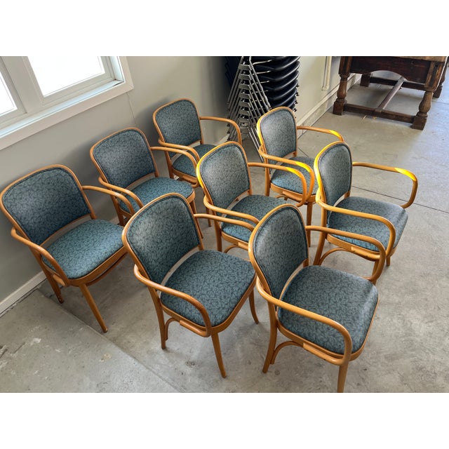1970s Vintage Mid Century Modern Scandinavian Loewenstein Bentwood Arm Dining Chairs -Set of 8 For Sale - Image 5 of 10