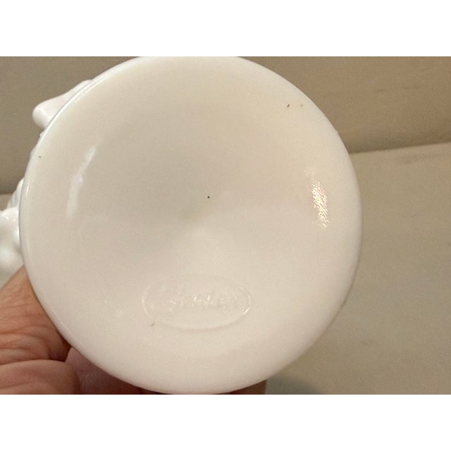 Farmhouse Vintage Fenton Hobnail Footed Milk Glass Compote/Candy Dish Signed Pedestal Ruffled Edge 5” Height For Sale - Image 3 of 10