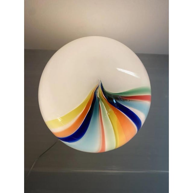 White egg lamp in murano glass with multicolored reeds fused together. glass rods create spectacular and scenographic...