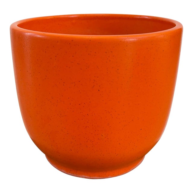 1960s Gainey Pottery Planter in Speckled Orange For Sale