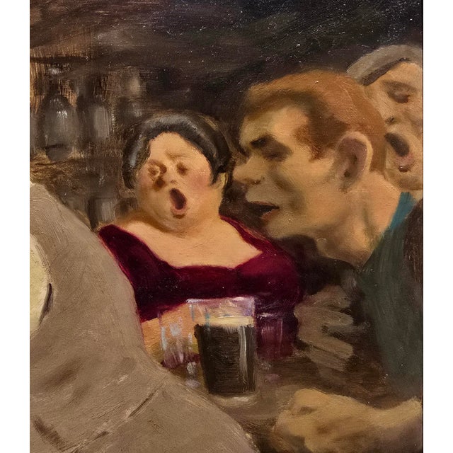 Wood Edward Sylvester Hynes -the Pub Brawl -c.1930s Oil Painting For Sale - Image 7 of 10