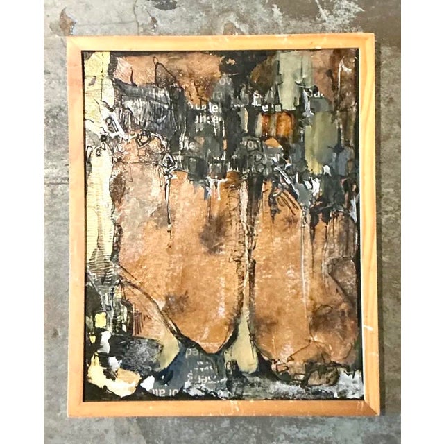 Vintage Boho Original Abstract Oil on Canvas For Sale - Image 10 of 12