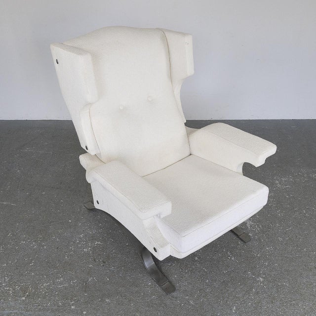 1960s Large Vintage Lounge Chair in Fabric and Metal, 1960s For Sale - Image 5 of 15