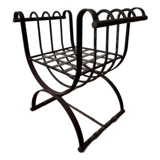 1950s Scrolled Iron Cerule Bench For Sale