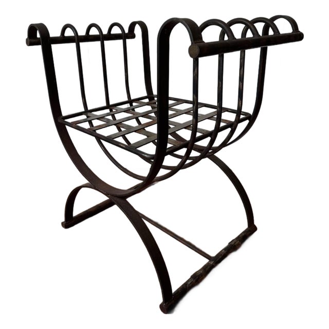 1950s Scrolled Iron Cerule Bench For Sale