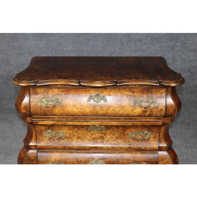 Vintage English Burled Wood Ball & Claw Foot 3 Drawer Commode C. 1950's For Sale - Image 10 of 13