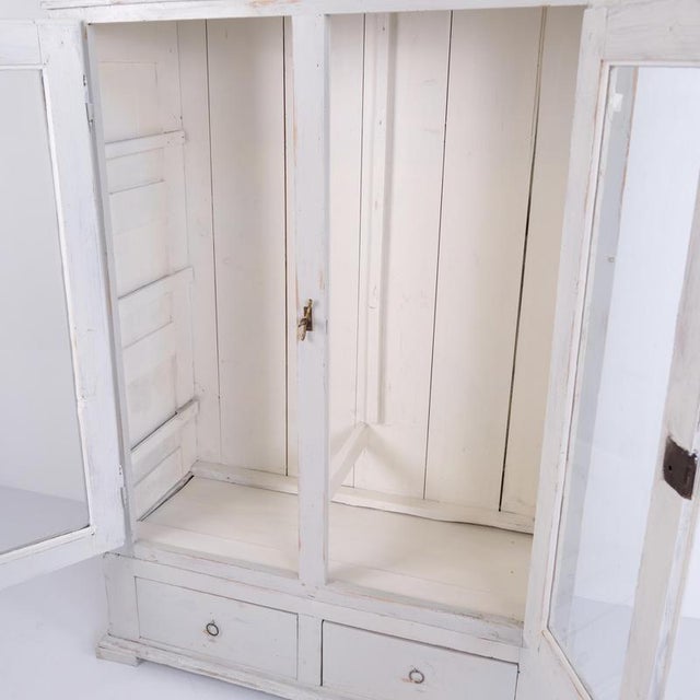 Wood Grey-Painted Display Cabinet with Drawers, 1890 For Sale - Image 7 of 12