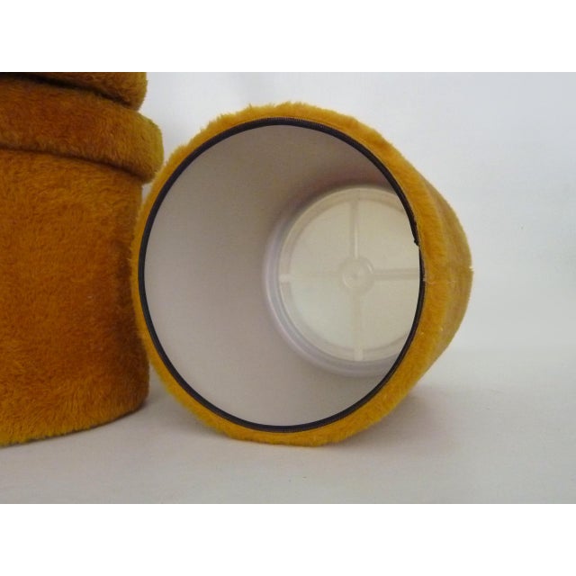Orange Orange-Yellow Faux Fur Ottomans with Interior Storage Compartment, 1970s For Sale - Image 8 of 10