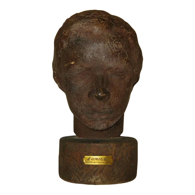 Original 1956 Gaetano Cecere Clay Sculpture Woman Head Bust "Eunice" For Sale