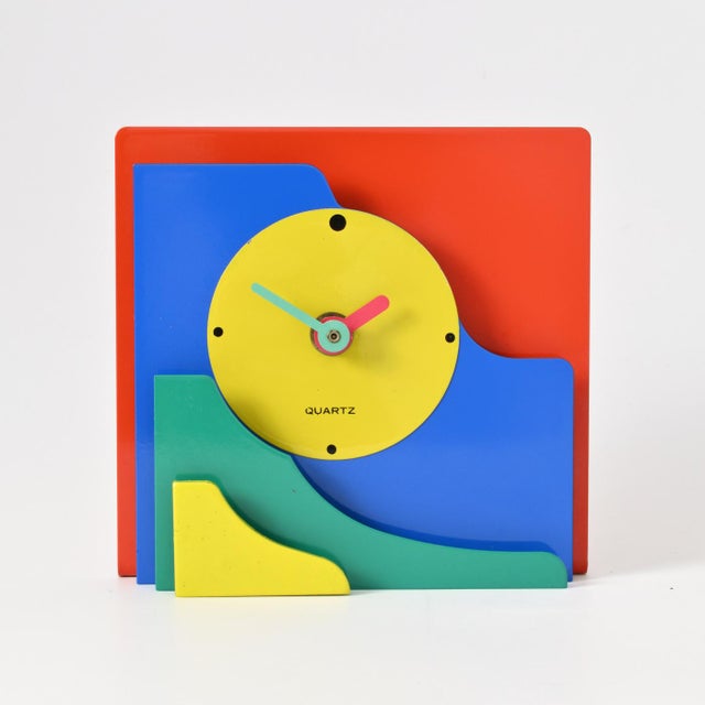 1990s Vintage Multi-Colour Desk Clock from Young Time, 1990s For Sale - Image 5 of 7