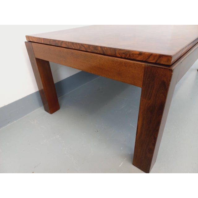 Brown Vintage Rectangular Coffee Table in Elm and Burl, 1970s For Sale - Image 8 of 18