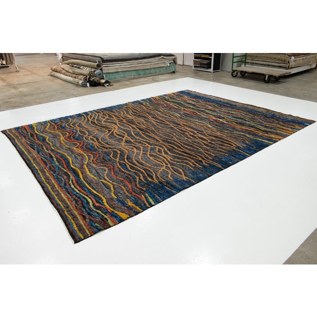 2020s 10 X 14 Modern Moroccan Style Wool Rug Handmade With Multicolor Abstract Design For Sale - Image 5 of 7