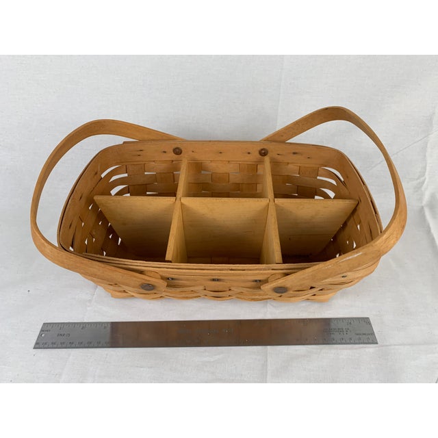 Vintage Woven Longaberger Basket With Wood Divider Chairish