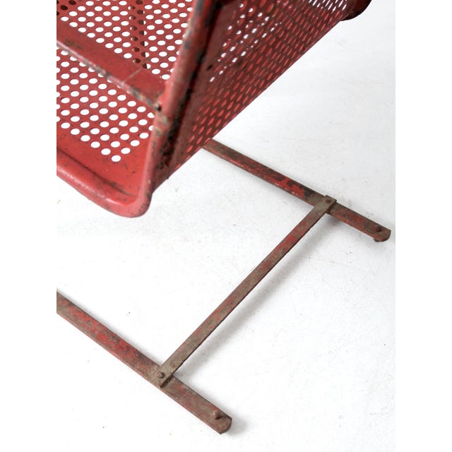 Shabby Chic Mid Century Red Metal Patio Chair For Sale - Image 3 of 12
