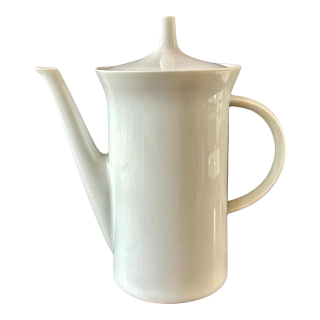 Vintage Rosenthal Lienar Berlin Coffee Pot– Midcentury White China – 1960s MidMod German Porcelain For Sale