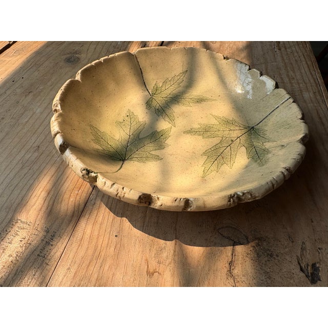 Ceramic Vintage 1983 Nemadji Earth Pottery “Forest Impressions” Leaf Motif Scalloped Plate For Sale - Image 7 of 10