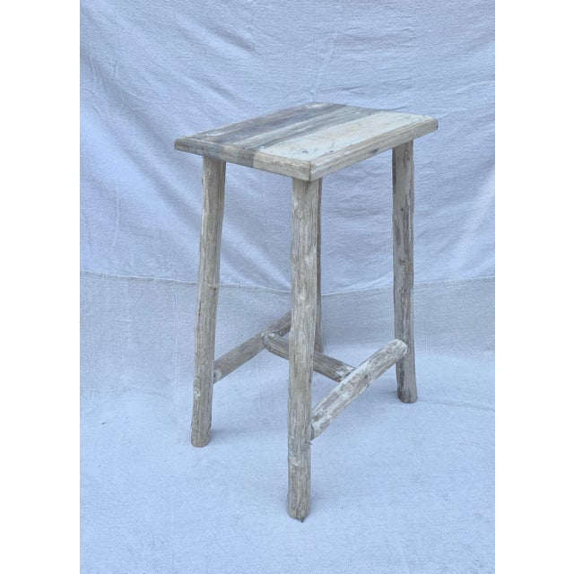 Late 20th Century Rustic Bleached Elm Barstool For Sale - Image 5 of 5