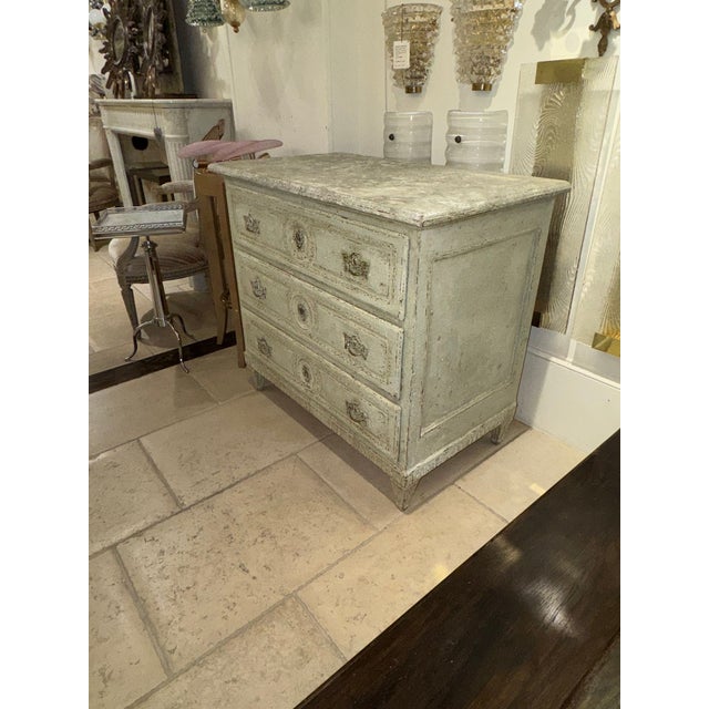 19th C. French Louis XVI Painted Commode For Sale - Image 4 of 6