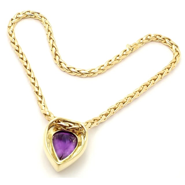 Tiffany & Co. Paloma Picasso 18k Gold Large Amethyst Pendant Necklace Metal: 18k yellow gold Measurements: Pendant:...