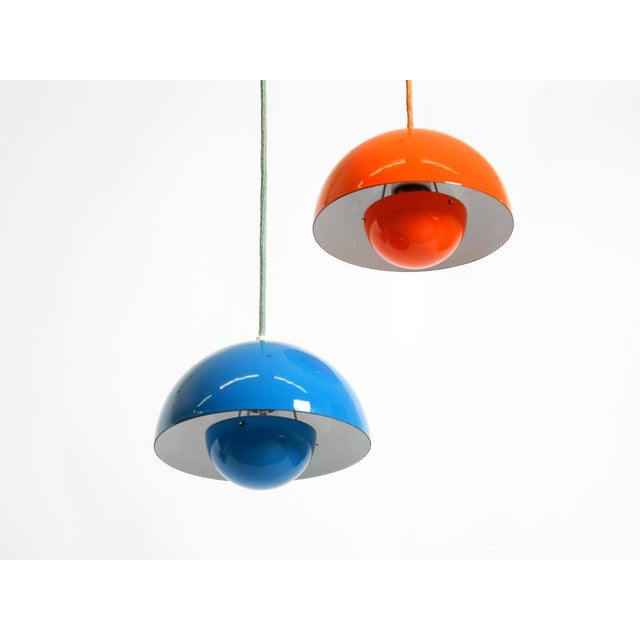 Enamelled Double Shade Flower Pot Pendant Lamp by Verner Panton for Louis Poulsen, Denmark, 1970s For Sale - Image 6 of 18