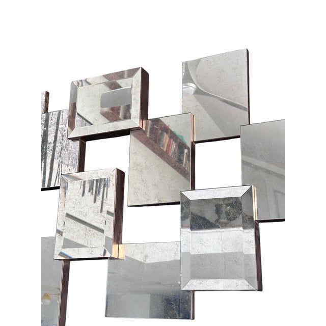 Late 20th Century John Richard Geometric Brutalist Acid Wash Mirror Sculpture For Sale - Image 5 of 15