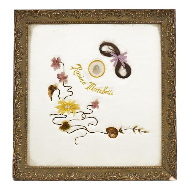 Votive Embroidery Artwork Flowers, 2000s, Textile, Framed For Sale