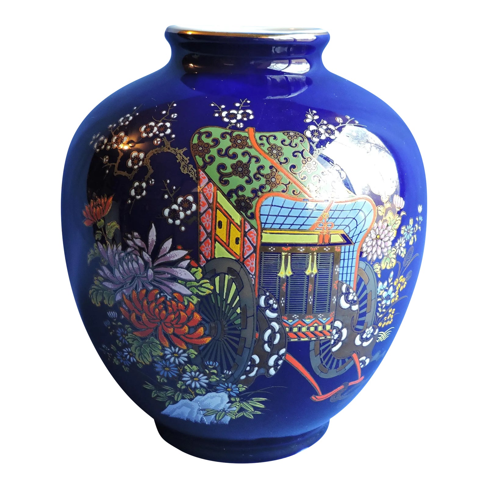 九谷焼Kutani Ware Ceramic Vase KUTAN（九谷）Ware Vase UNIQUE Pattern Signed Japanese