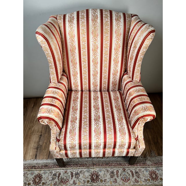 Vintage Chippendale Style Wingback Chair by Ethan Allen For Sale In Boston - Image 6 of 7