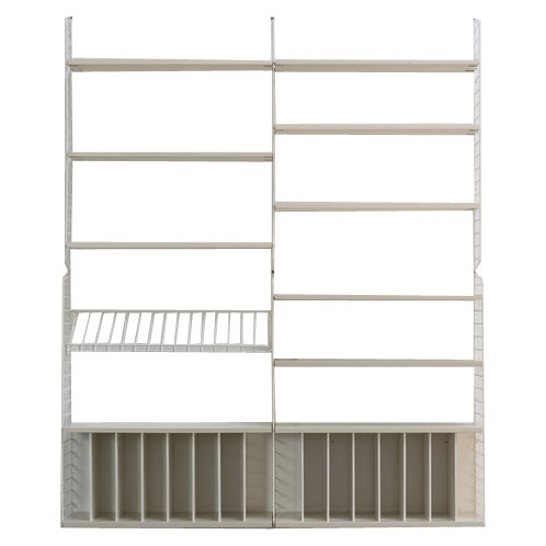 Vintage Shelving System with 2 Record Cabinets by Kajsa & Nils Strinning for String, Sweden, 1960s For Sale