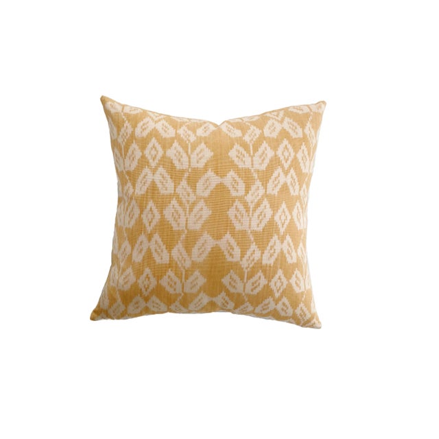 Tribal Yellow Handwoven Tribal Indonesian Ikat Pillow Cover For Sale - Image 3 of 3