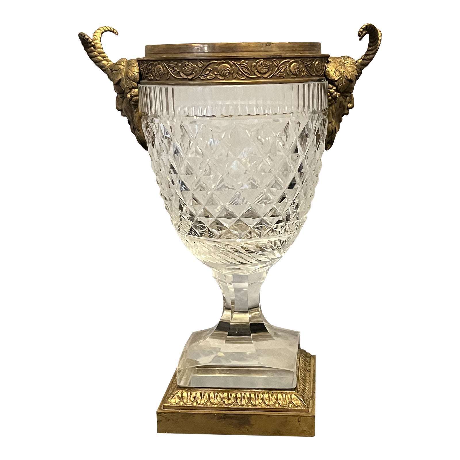 19th Century Austrian Bronze Mounted Cut Crystal Vase Featuring Bacchus ...