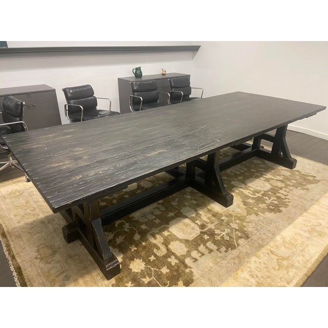 2000 - 2009 Handcrafted Farmhouse Wooden Conference Room Table For Sale - Image 5 of 6