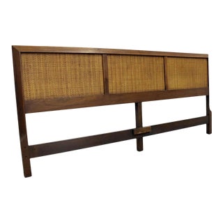 Mid-Century Modern Style Walnut Caned King Size (Headboard Only) For Sale