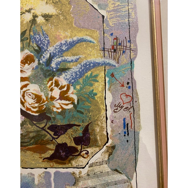 Late 20th Century Alexander & Wissotzky Art Print Serigraph Floral Roses Music French Gold Frame Signed Art For Sale In San Francisco - Image 6 of 12